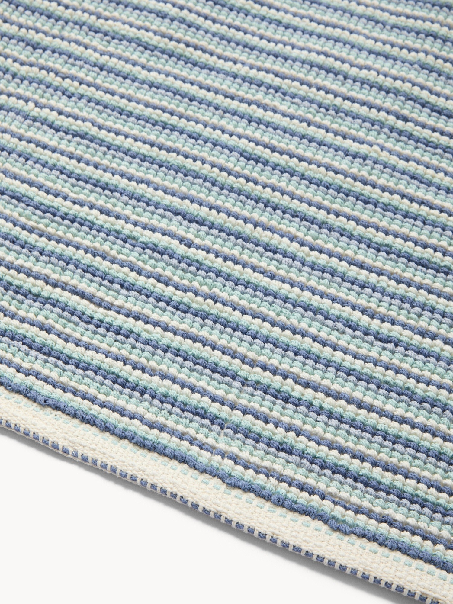 Striped Cotton Bath Mat - Discounted Price, Blue, large image number 1