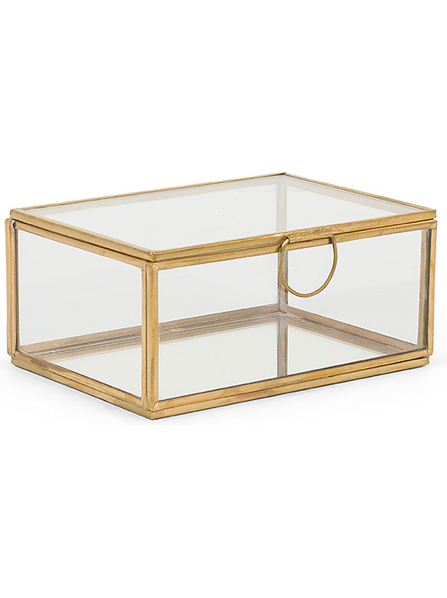 Glass jewelery box with golden edges