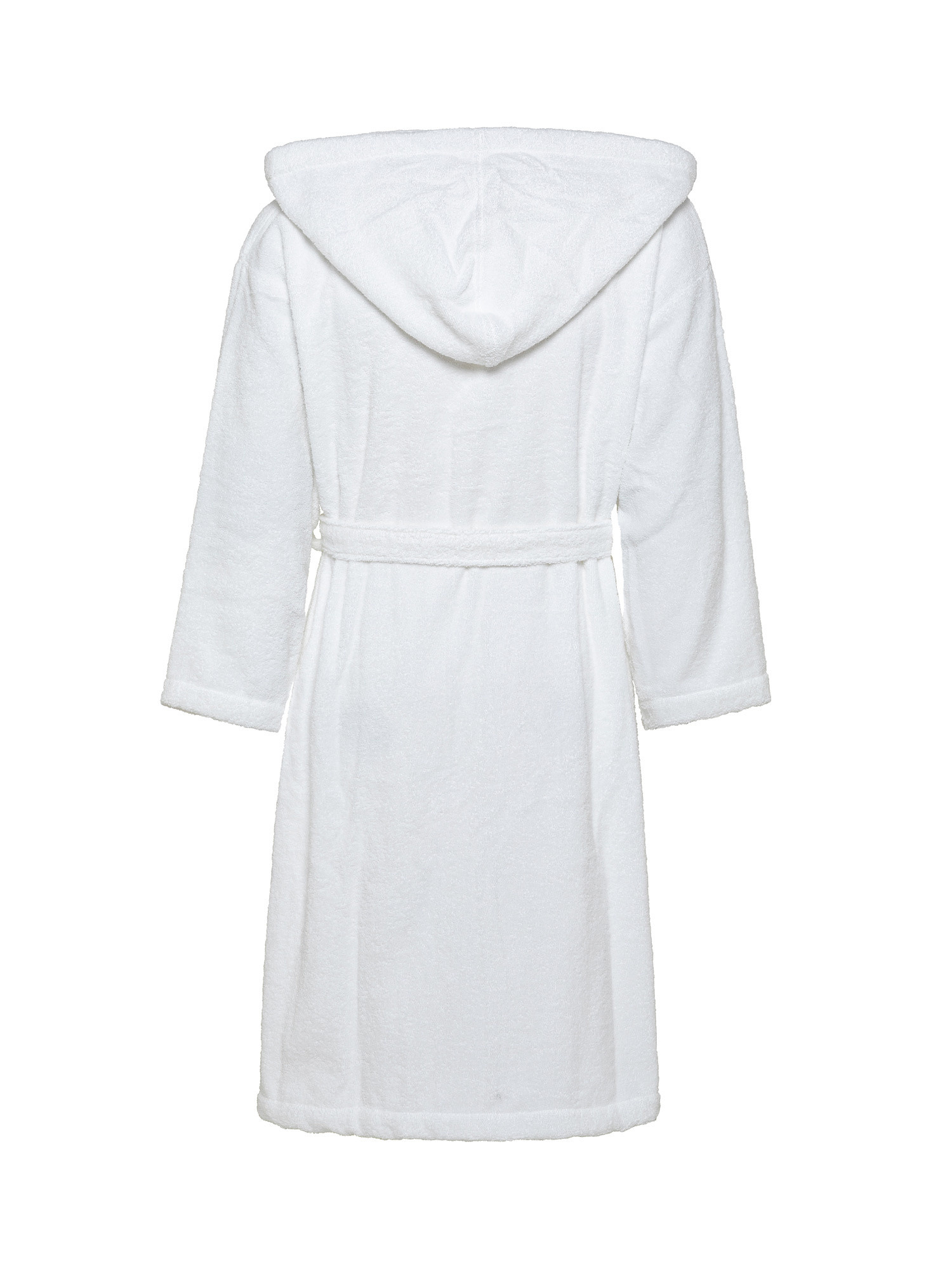 Solid color cotton terry bathrobe, White, large image number 1