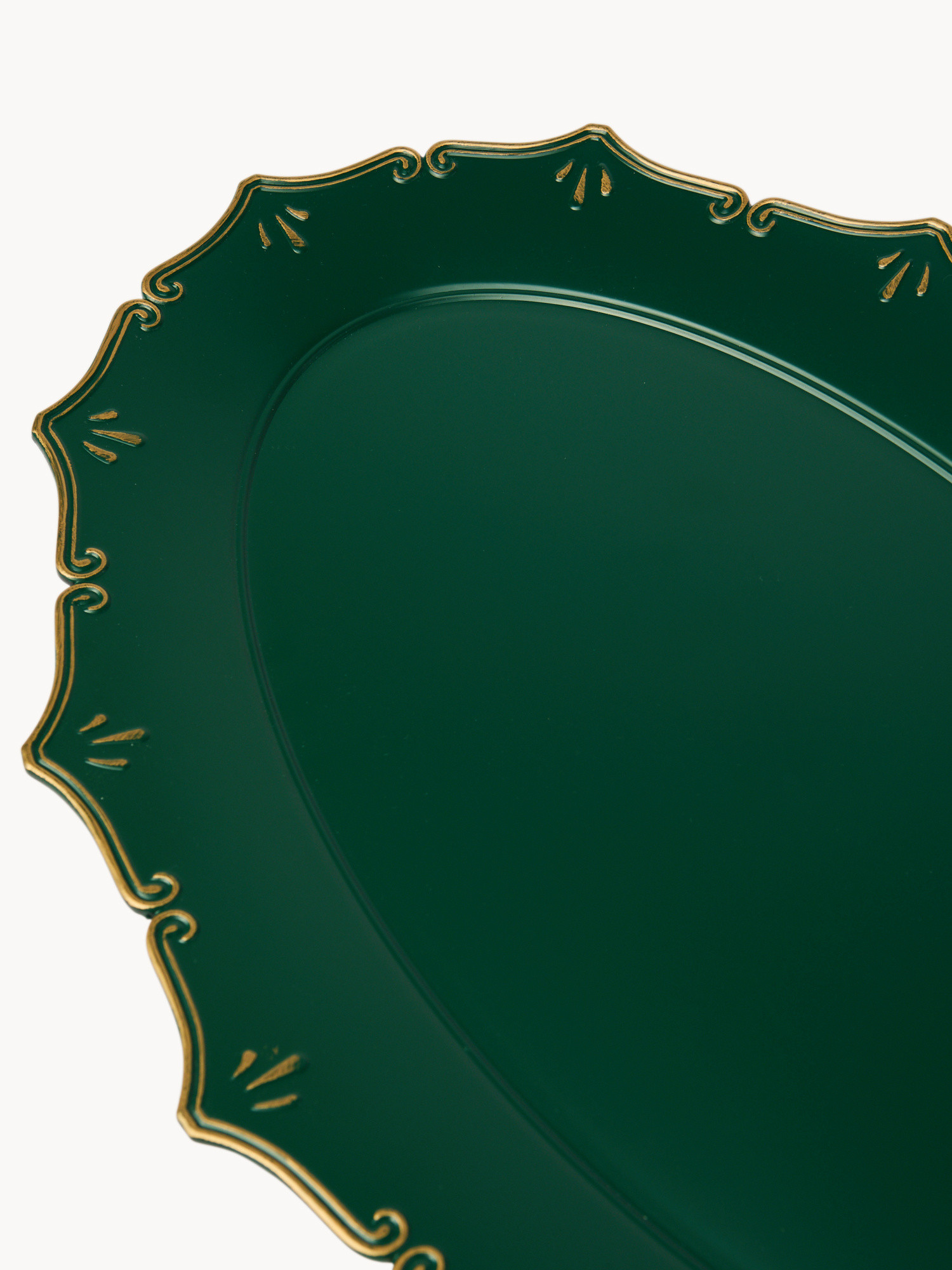 Oval tray with scalloped edges, Green, large image number 1