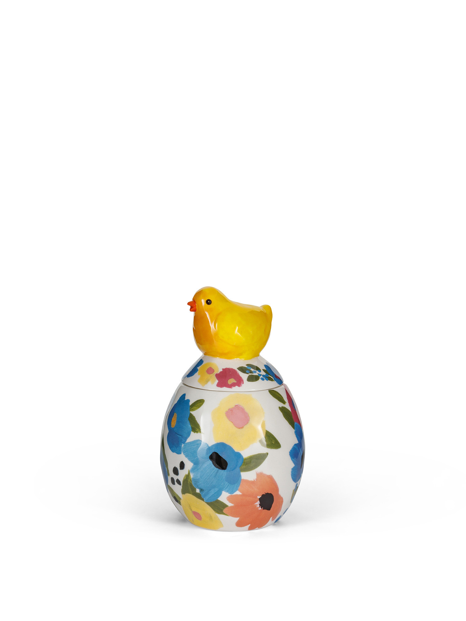 Ceramic jar with chick decoration, White, large image number 0