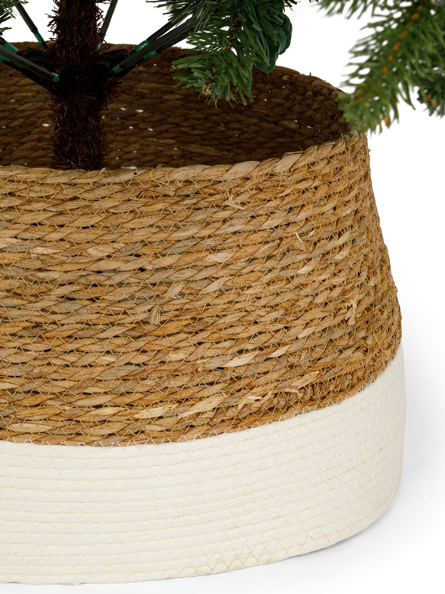 Christmas tree base cover in rattan, Beige, large image number 1