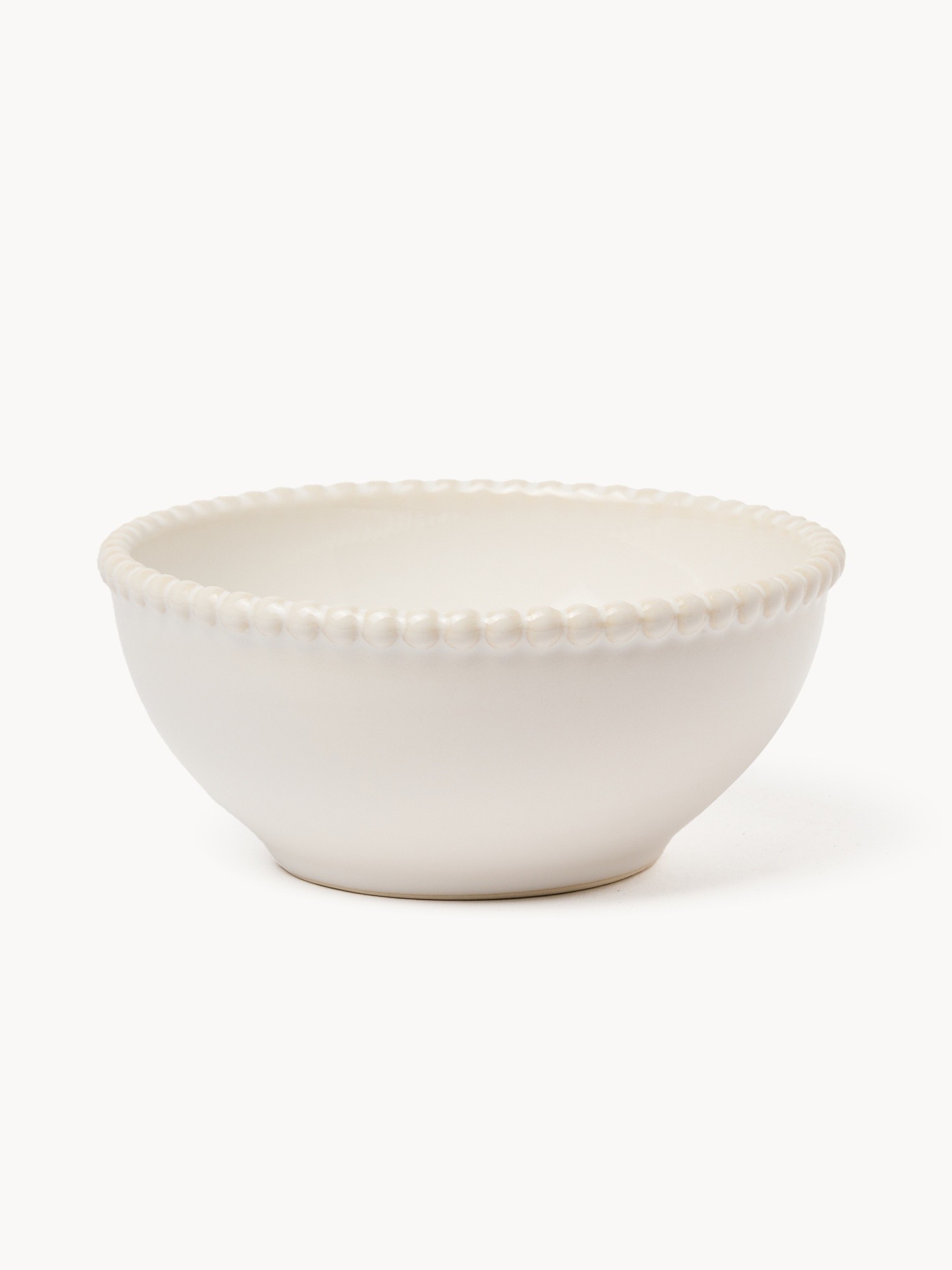 Small stoneware bowl with a beaded rim, White Cream, large image number 0