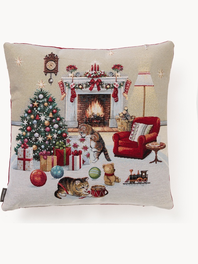 Gobelin fabric cushion with cat pattern 45x45cm