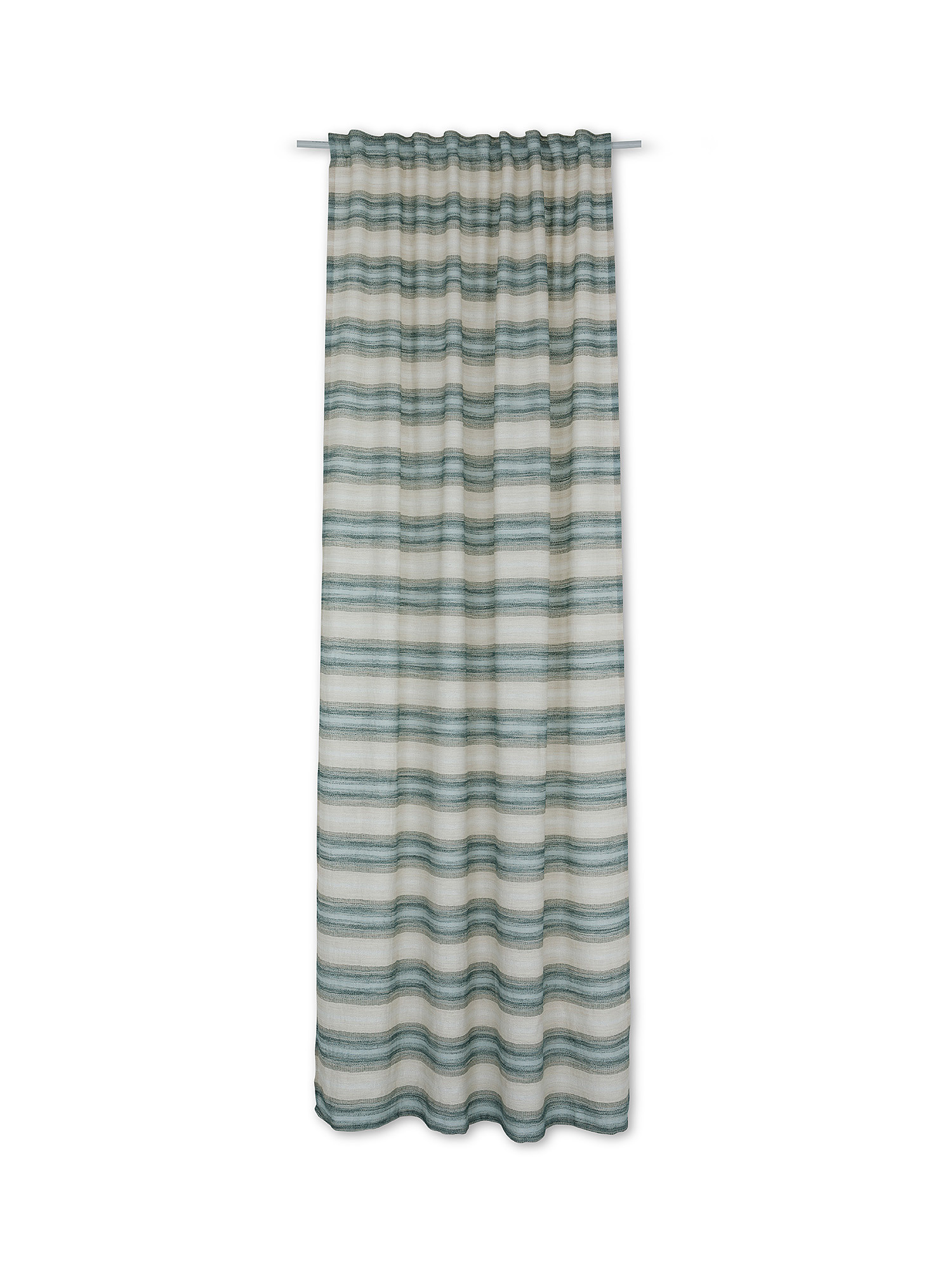 Striped jacquard curtain with hidden loops, Light Blue, large image number 1