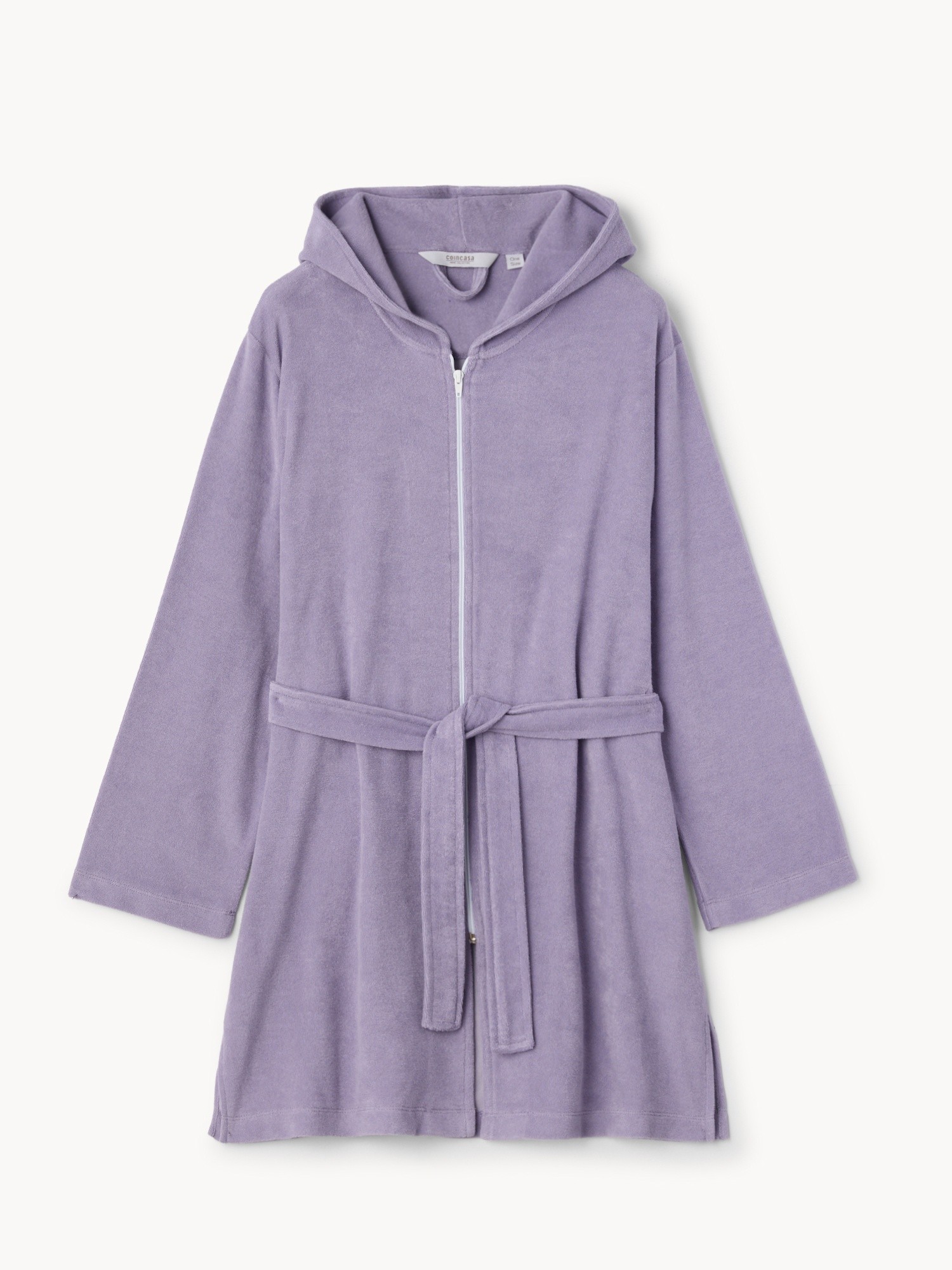 Accappatoio con cappuccio e zip, Viola lilla, large image number 0