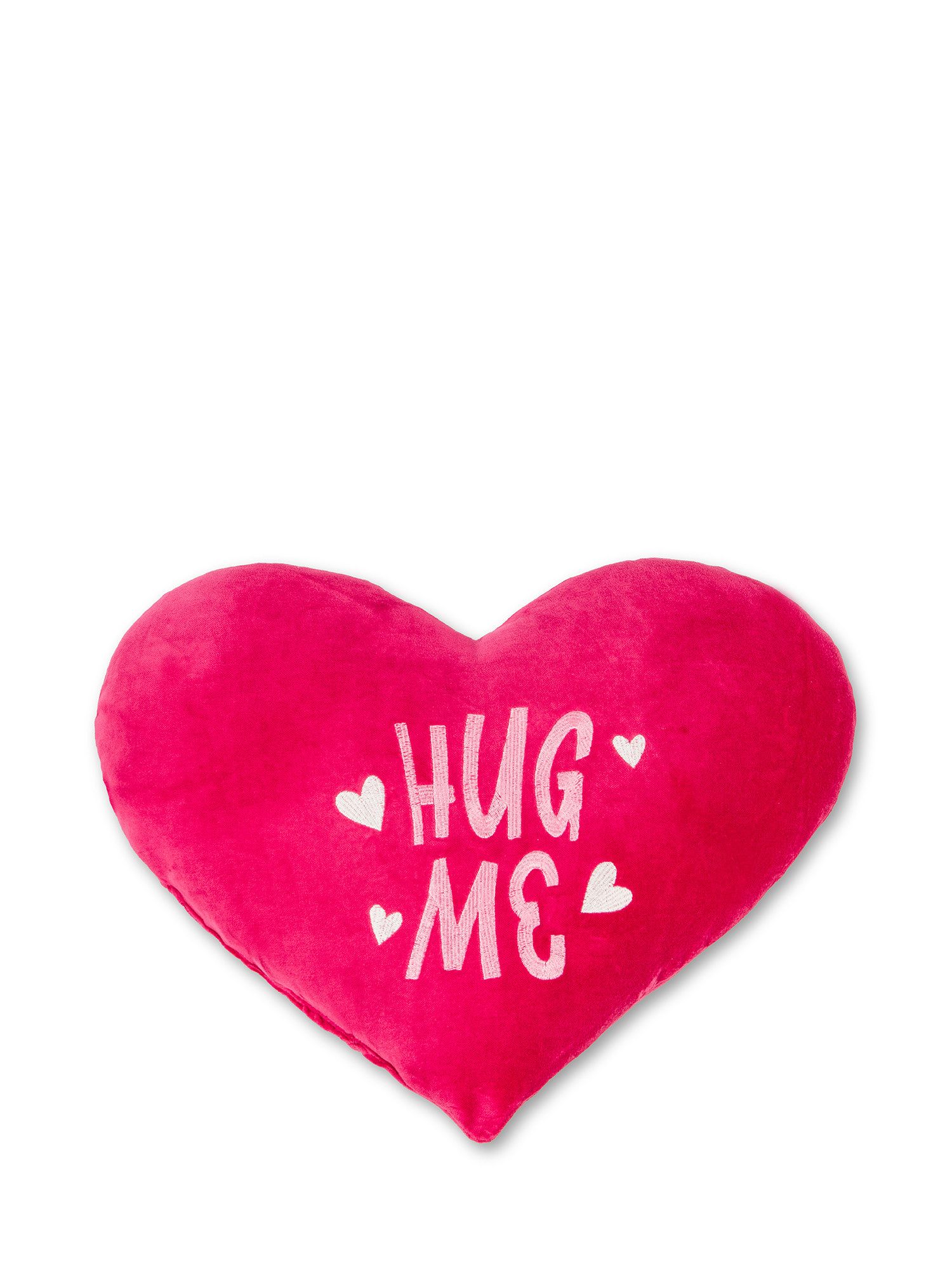 Heart-embroidered velvet cushion, Dark Pink, large image number 0