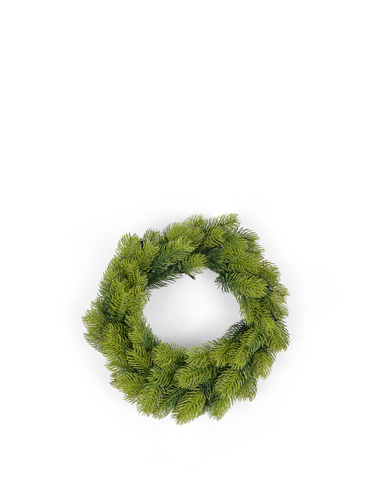 Decorative wreath with pine branches. 20 LEDs, Green, large image number 0