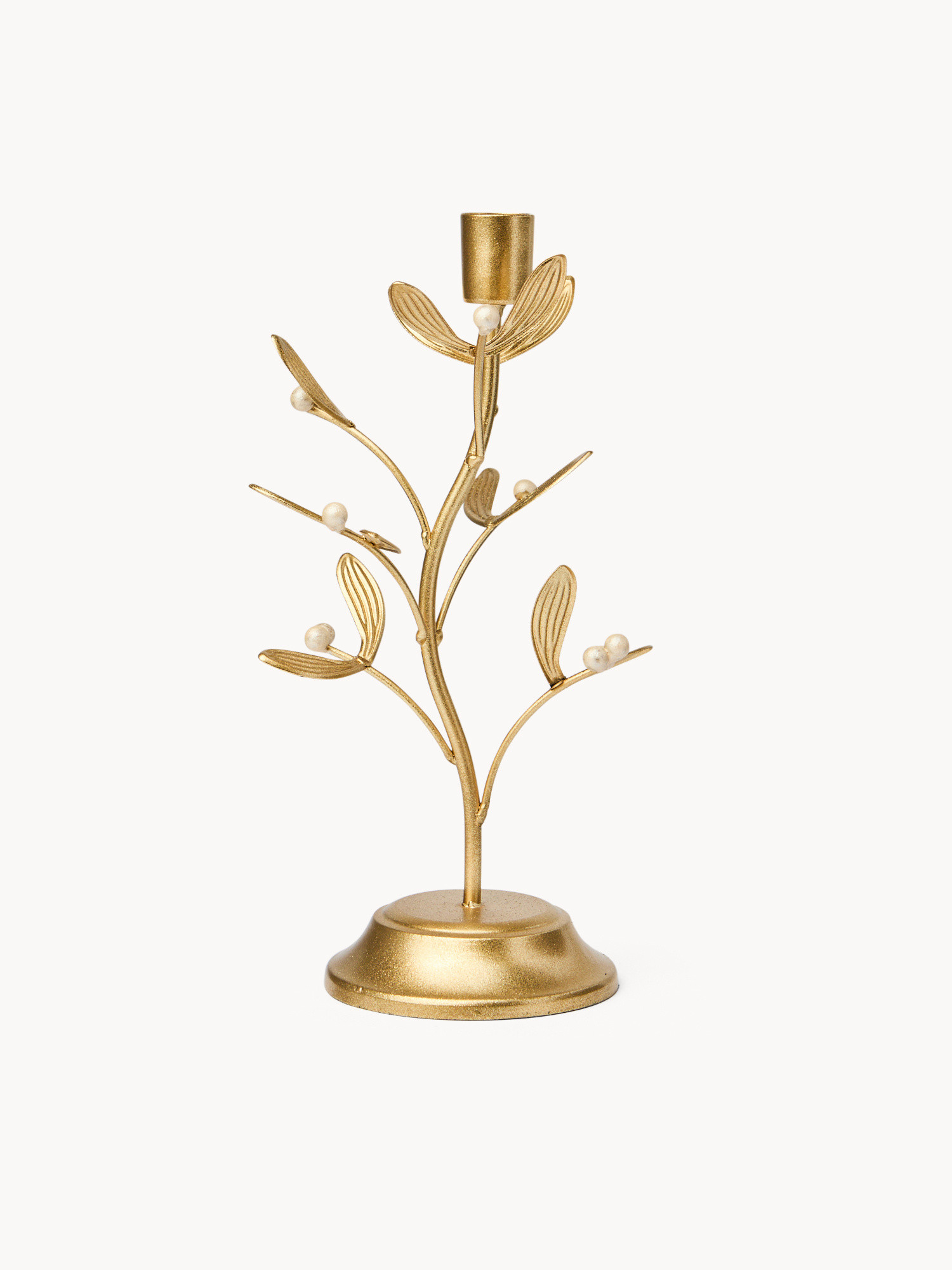 Portacandele in ferro e perle 3 luci, Oro, large image number 0