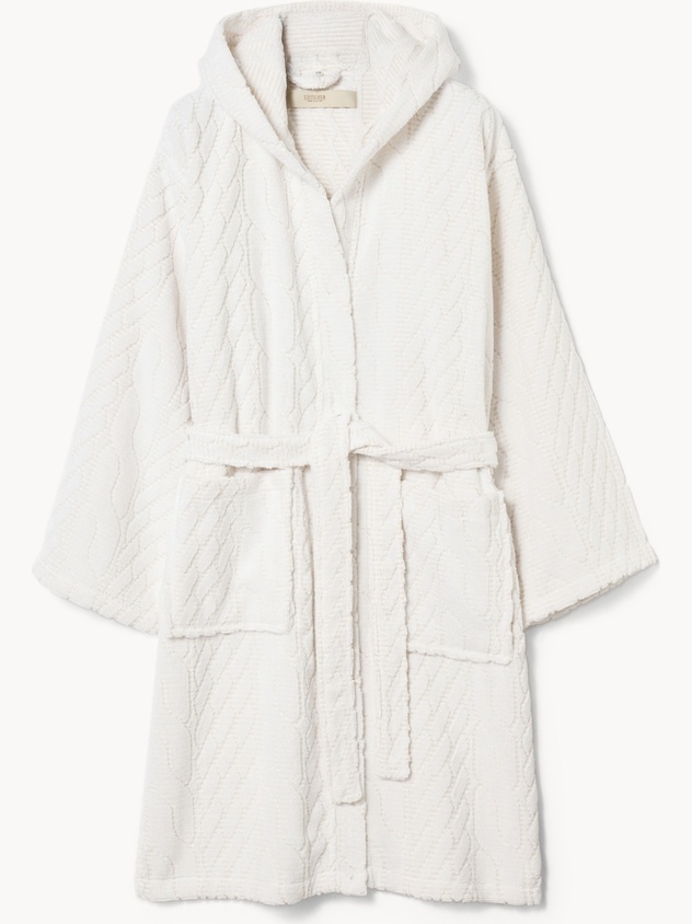 Accappatoio in spugna di puro cotone motivo a treccia