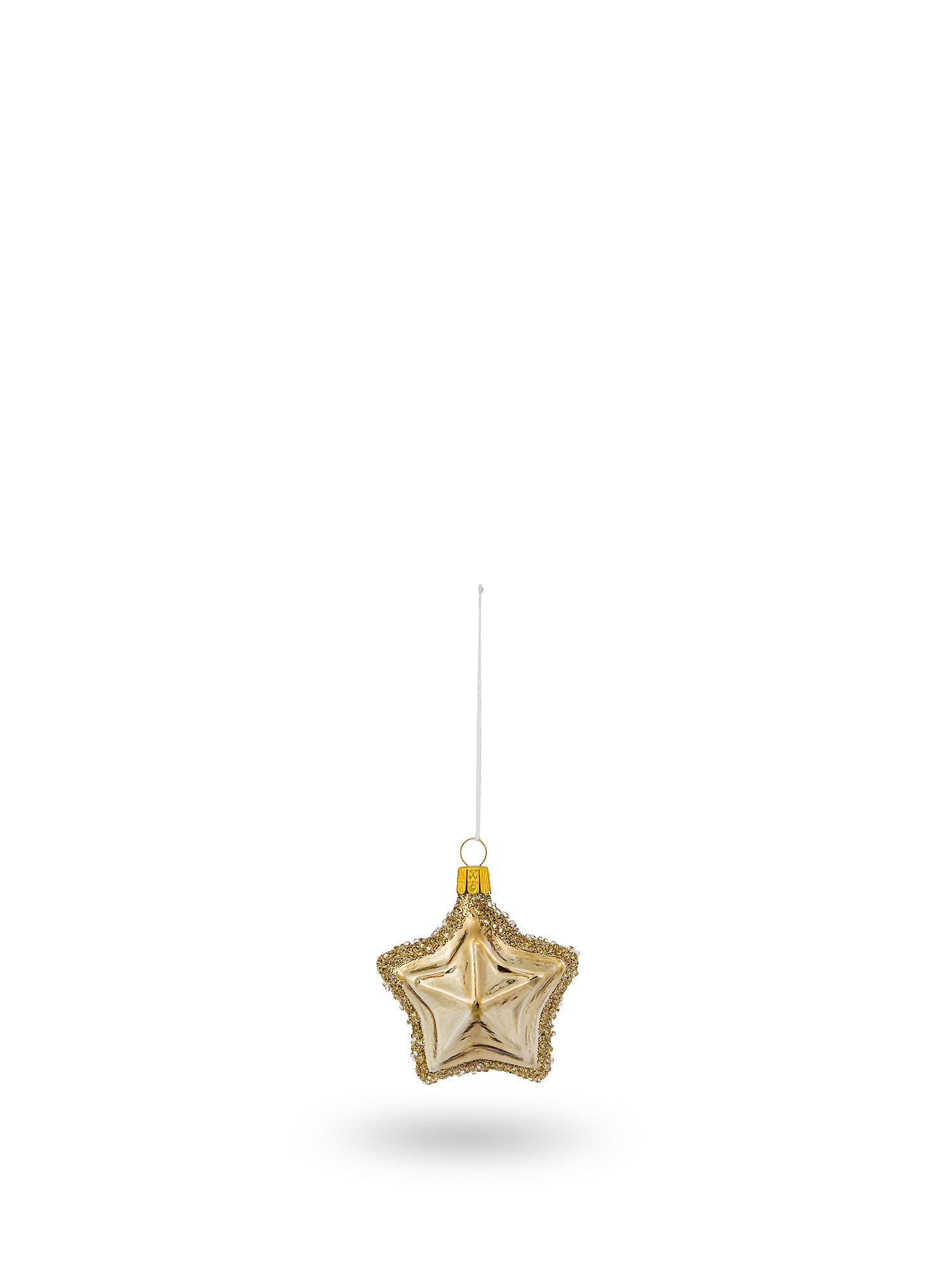 Star tree decoration in mouth-blown glass and hand-decorated by European artisans, Gold, large image number 0