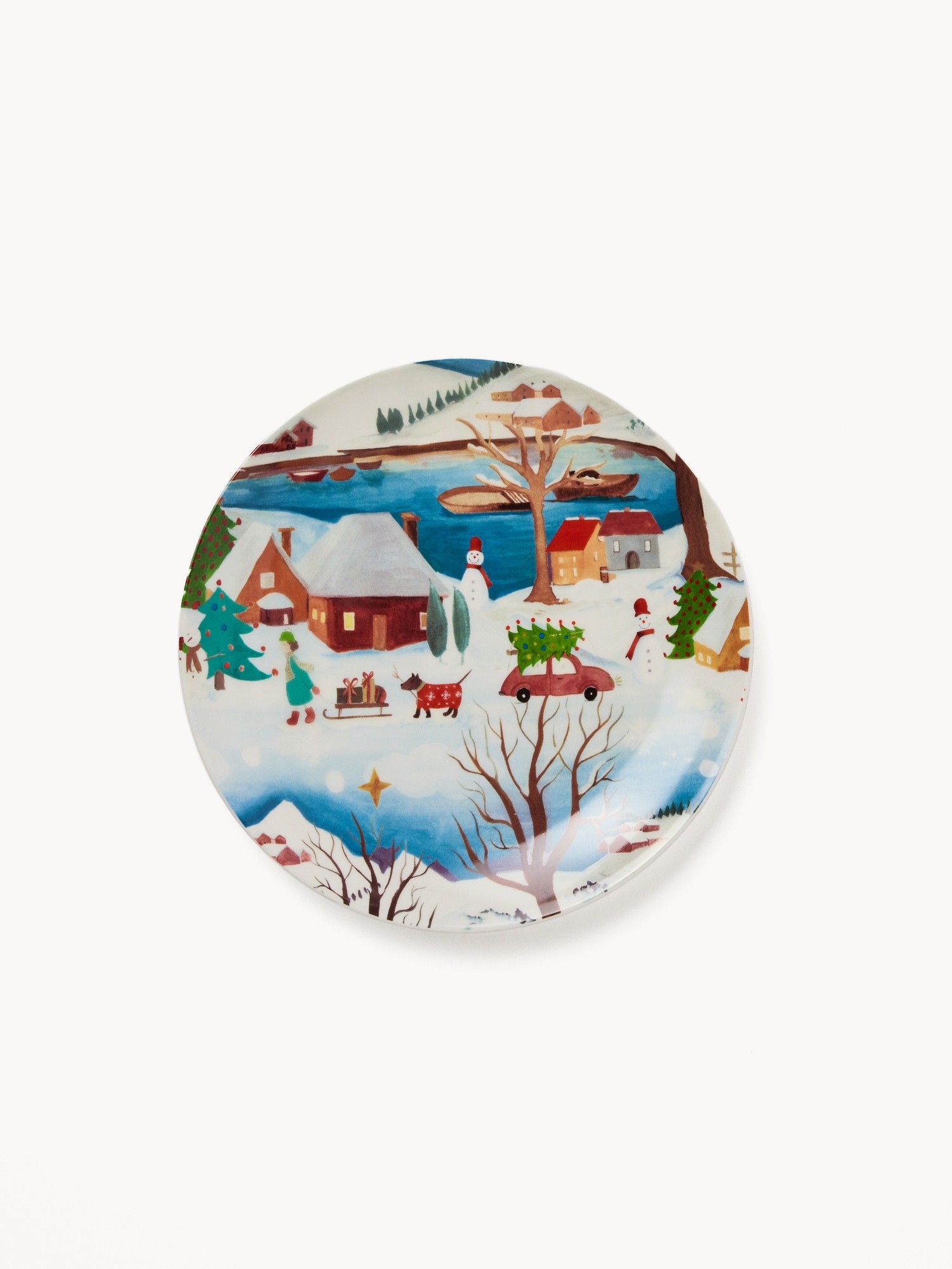 New bone china fruit plate with a Christmas landscape motif, Multicolor, large image number 0