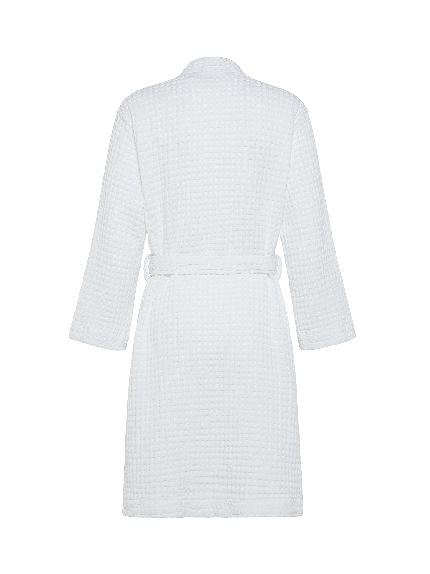 Bathrobe in pure honeycomb cotton, White, large image number 1