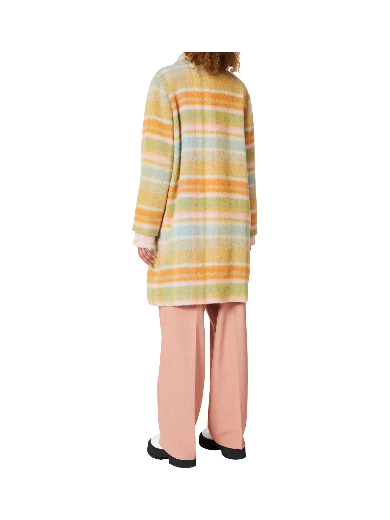 Wool blend coat with pink check pattern, Multicolor, large image number 6