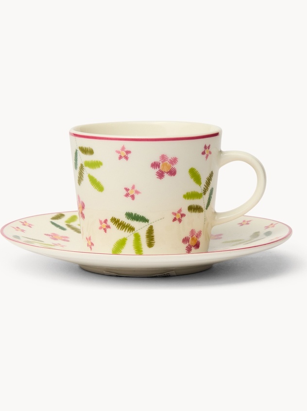 Tazza caff&egrave; in new bone china motivo rose - Prezzo di lancio