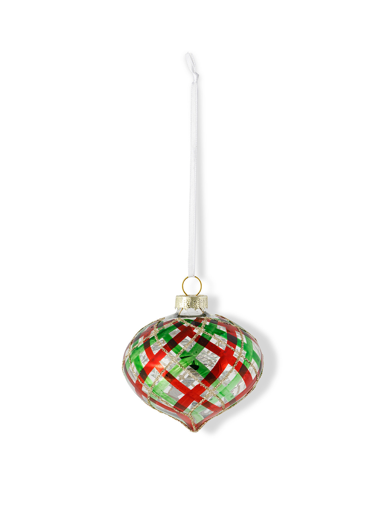 Tartan tree decoration in hand-decorated glass, Transparent, large image number 0