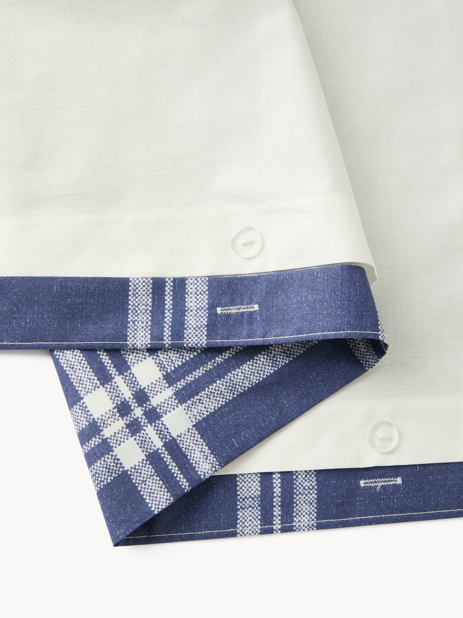 Pure Cotton Checked Duvet Cover Set - Discounted Price, Blue, large image number 1