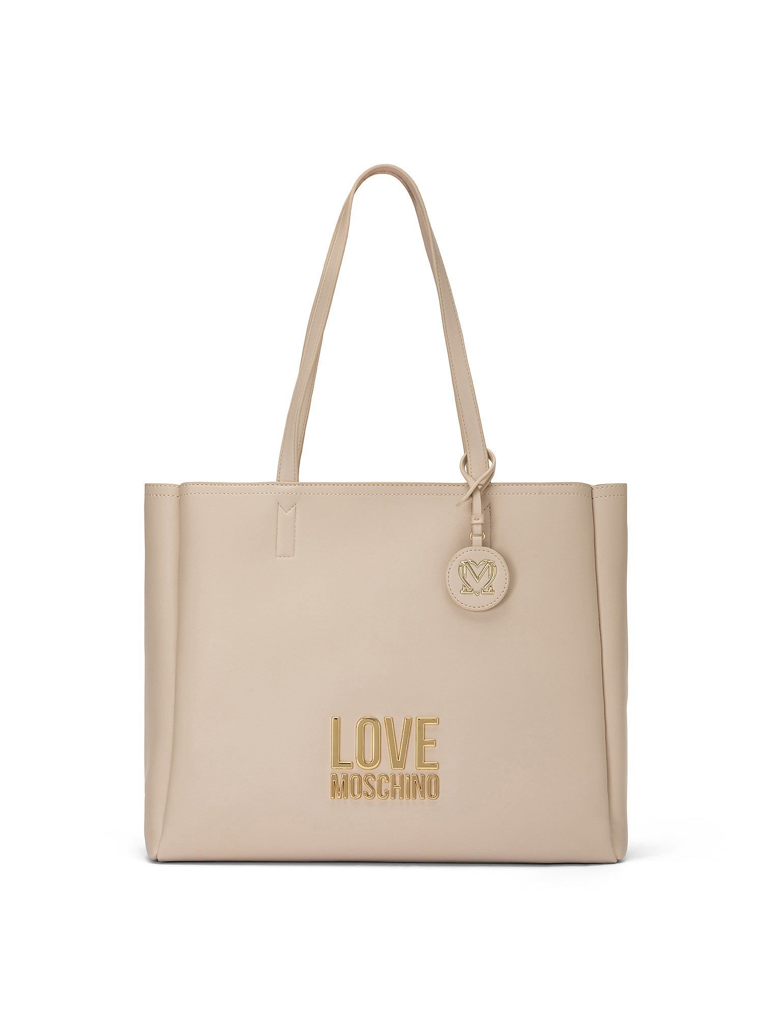 Shopping bag con logo, Avorio, large