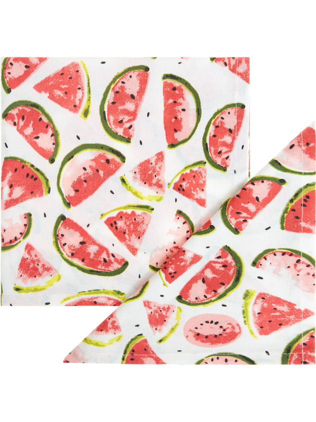 Set of 4 napkins in 100% cotton with watermelon print