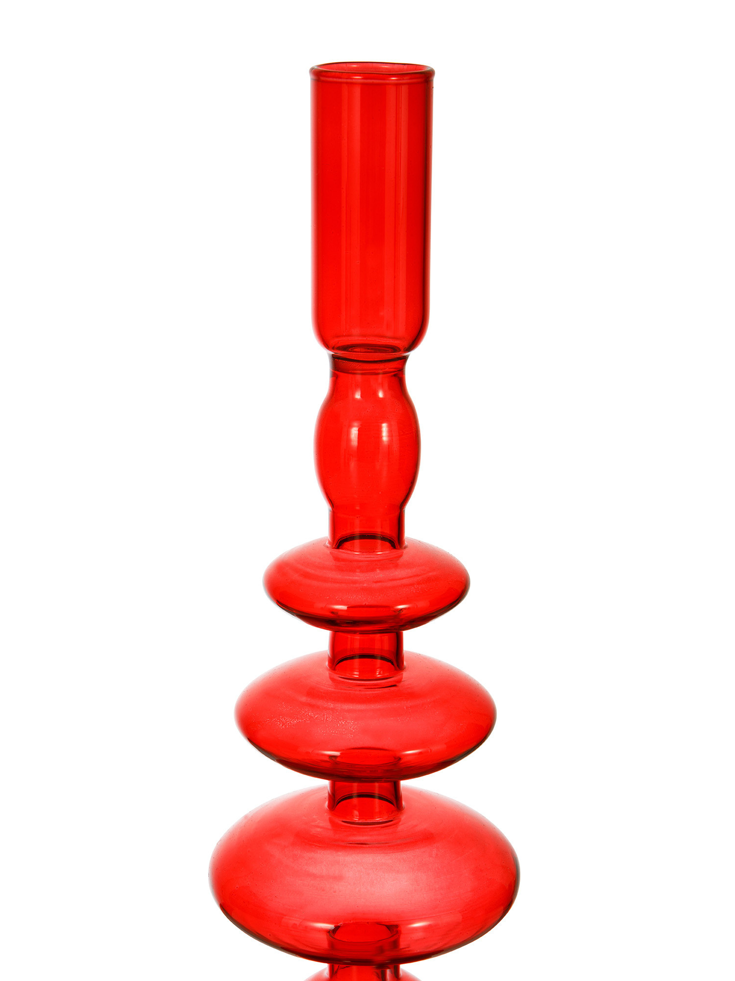 Glass candlestick, Red, large image number 1