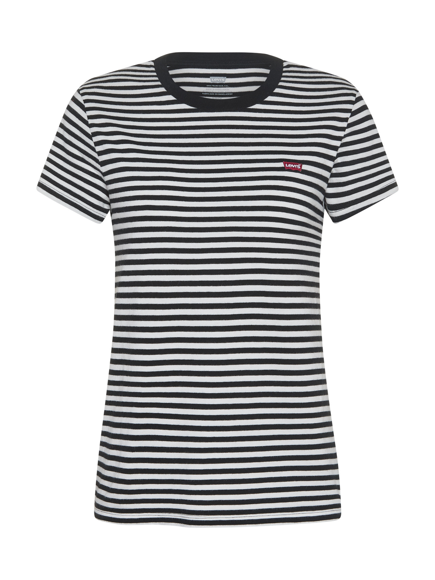 Levi's - T-shirt a righe in cotone con logo, Bianco, large image number 0