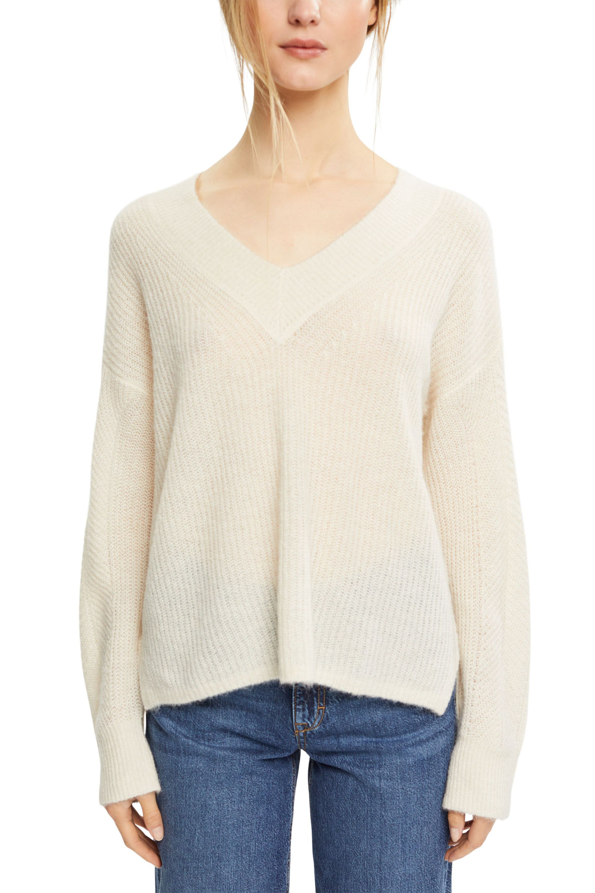Pullover con scollo a V, Beige, large image number 1