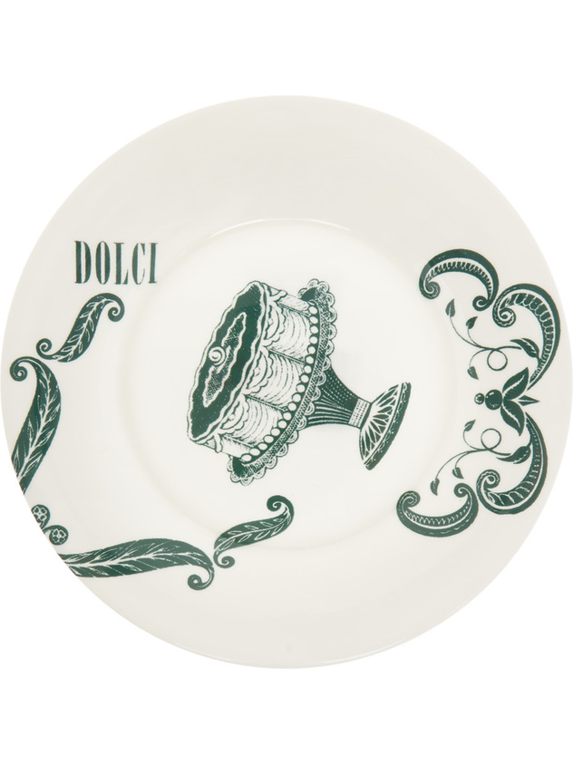 Fine bone china side plate with vintage La Cucina Italiana decoration