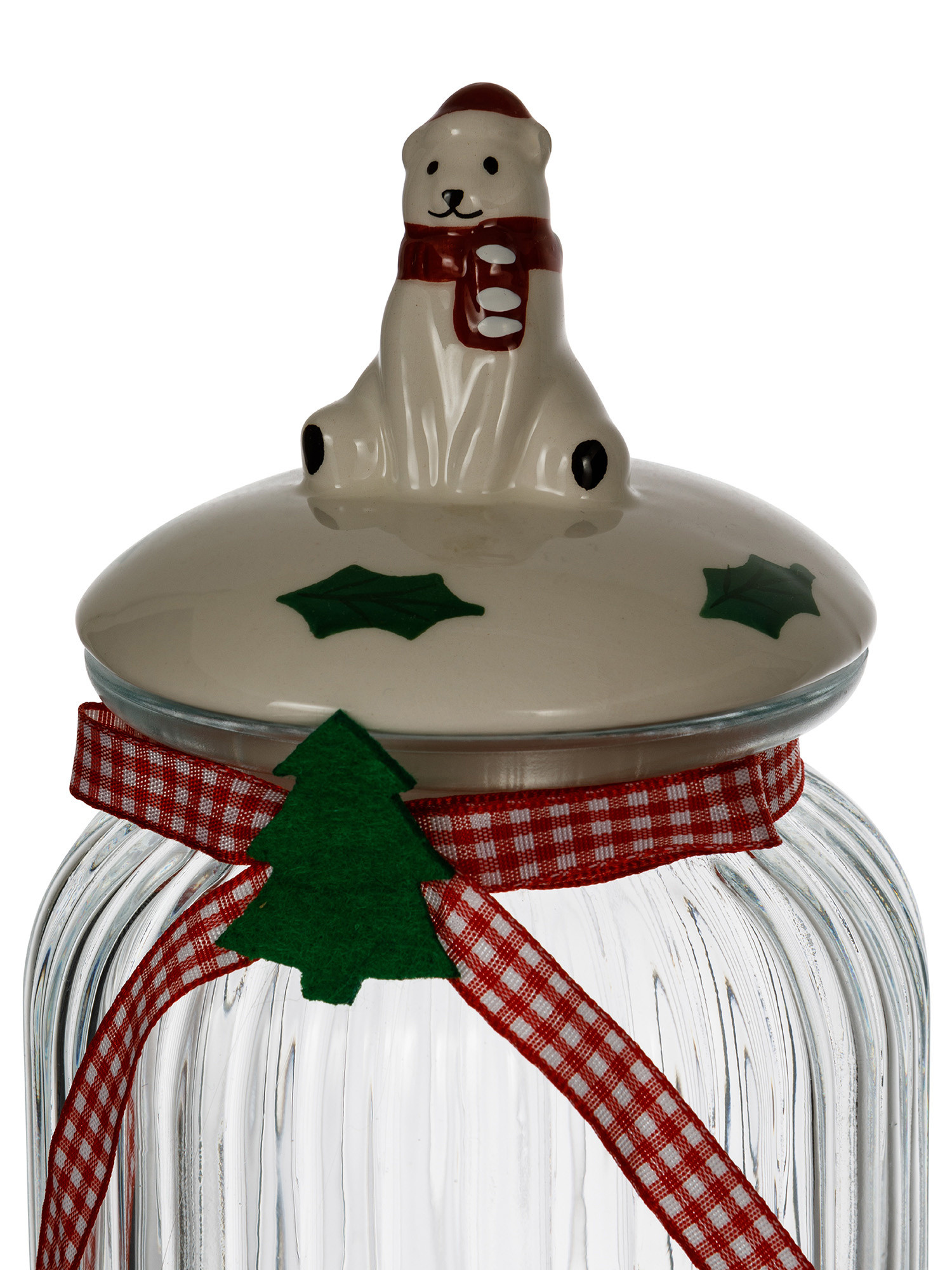 Glass jar with bear lid, Transparent, large image number 1