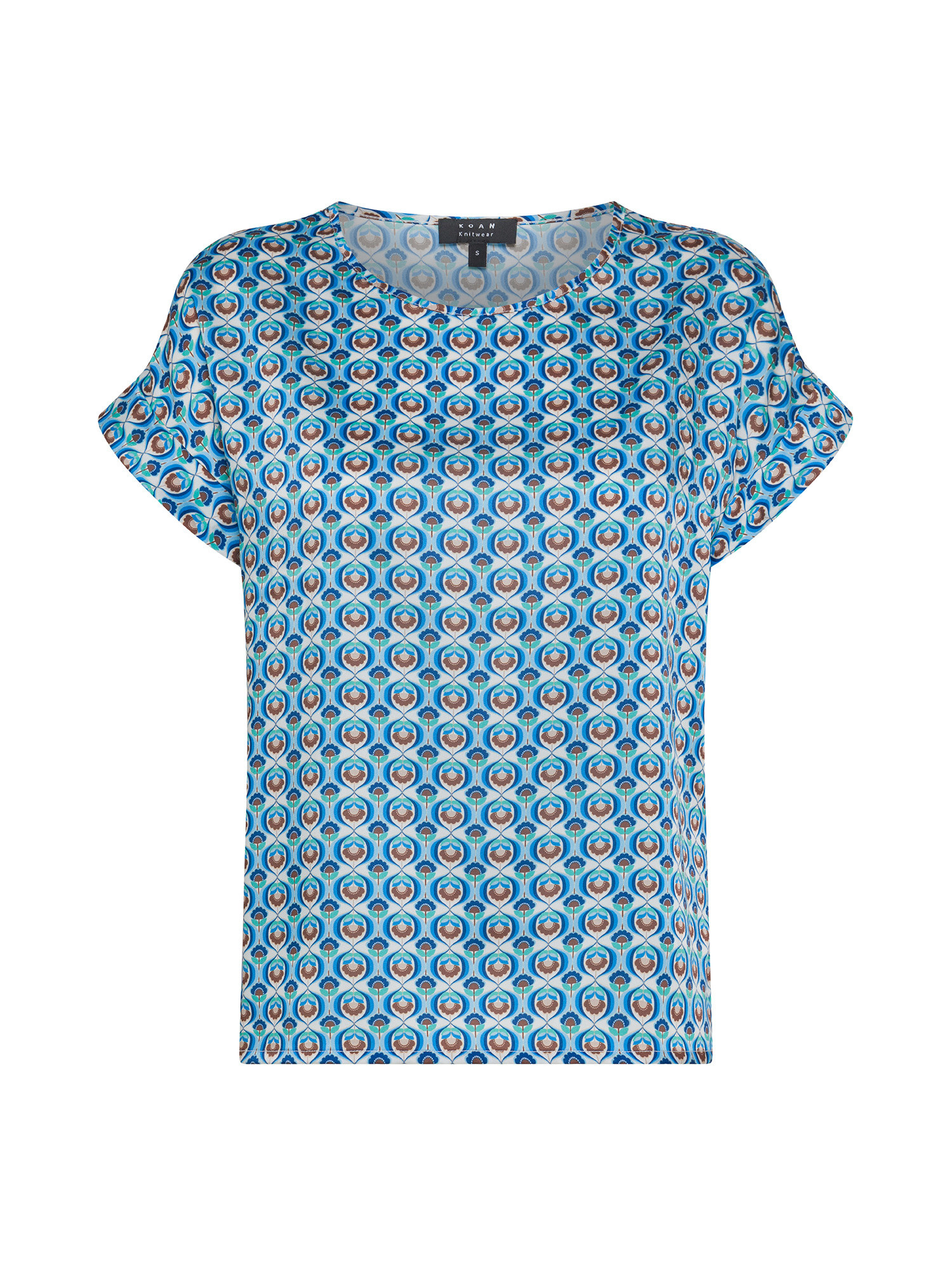 Koan - T-shirt con micro fantasia, Azzurro, large image number 0