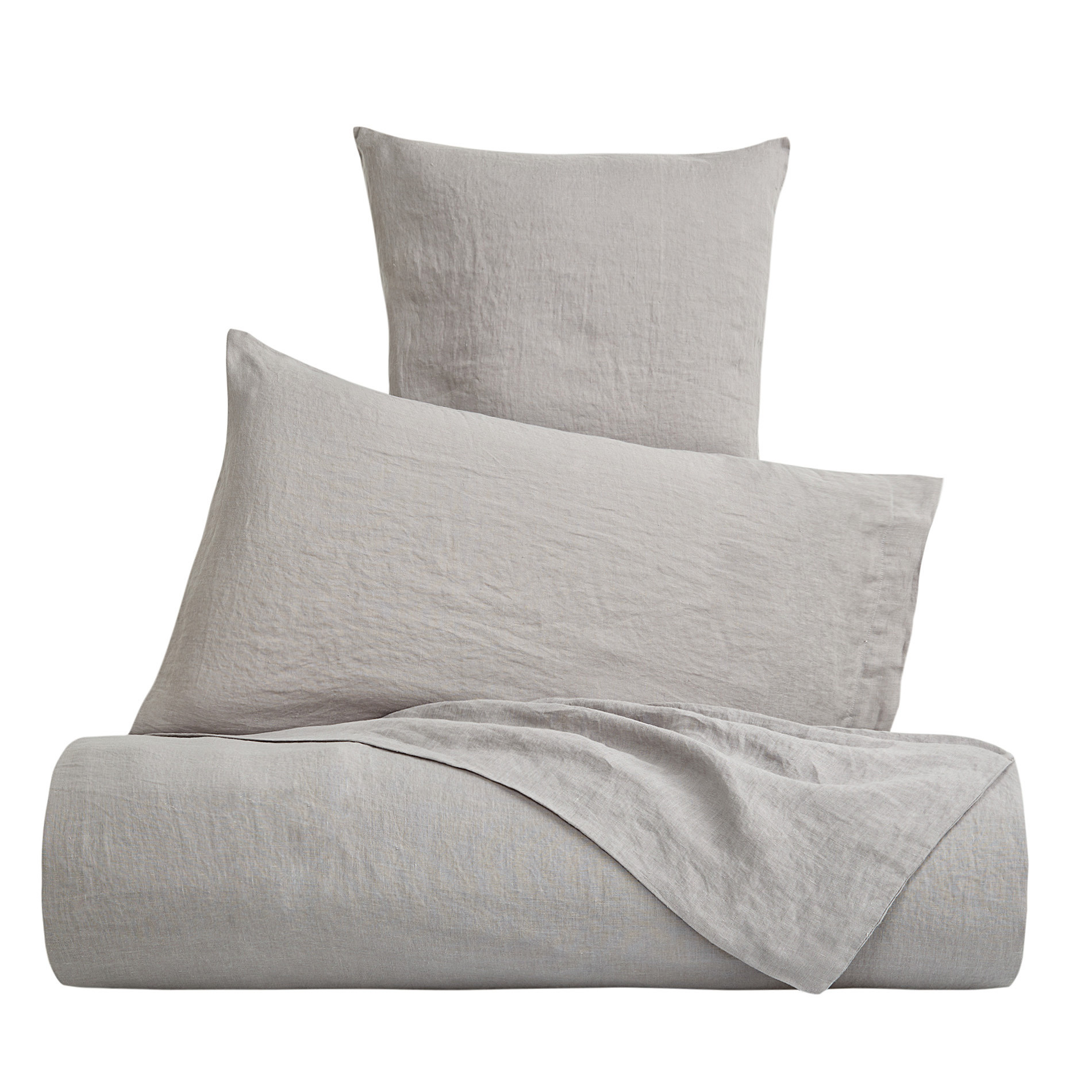 Plain pillowcase in 145 g linen, Smoke Grey, large image number 1