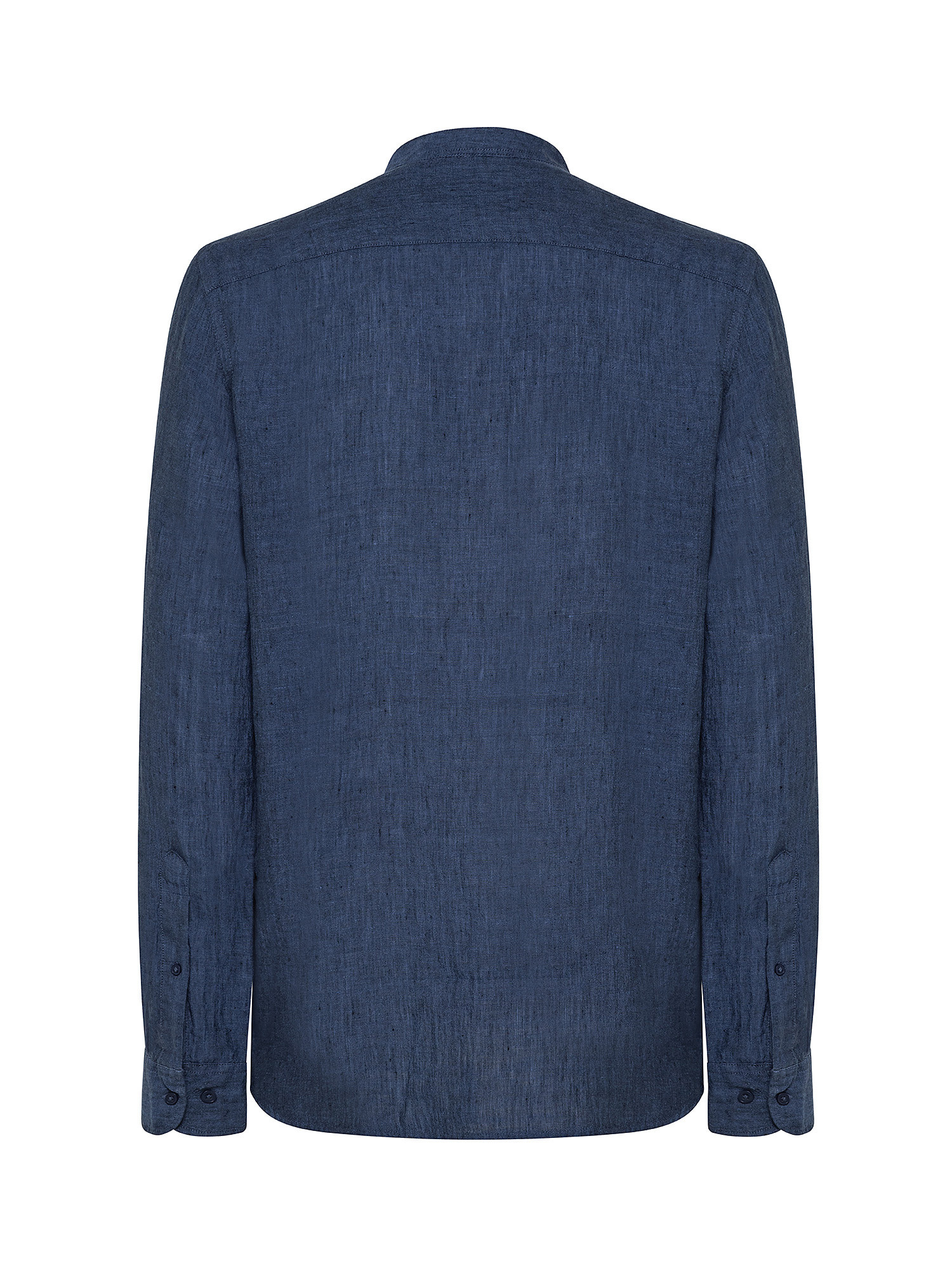 Camicia puro lino collo coreana, Blu, large image number 1