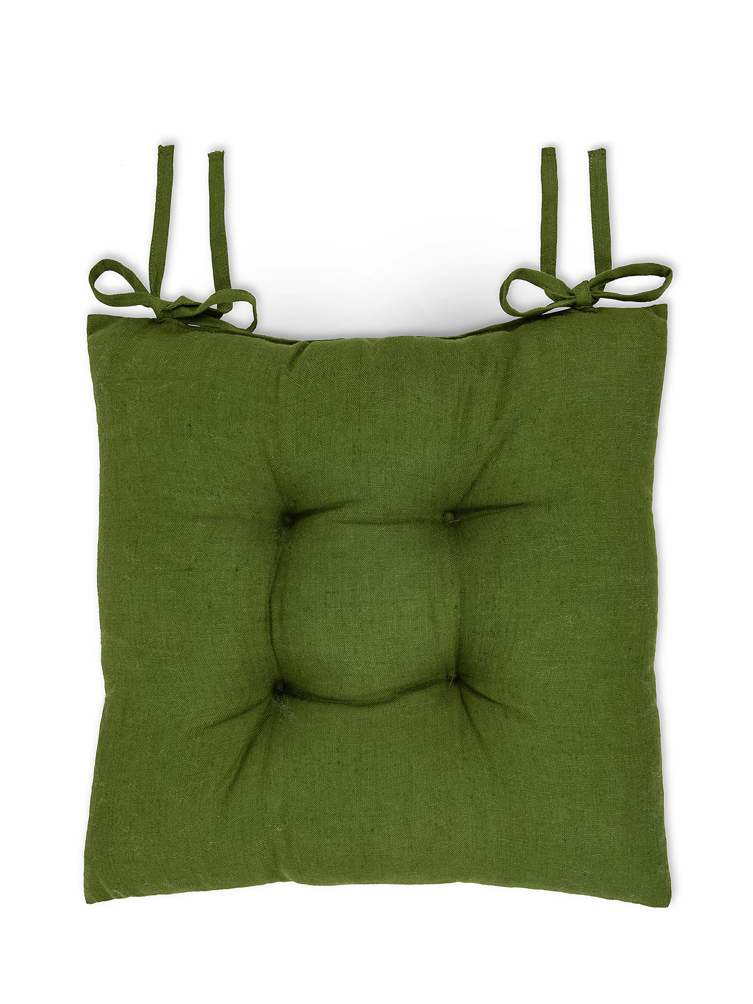 Solid color pure linen chair cushion, Green, large image number 0