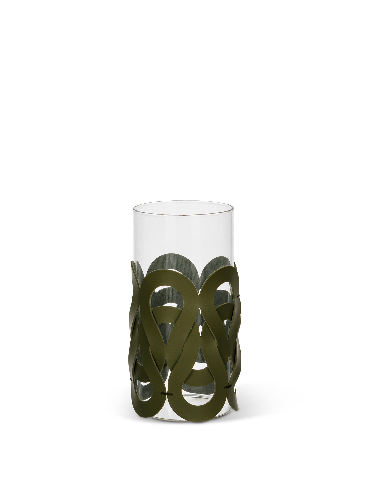 Antivento in vetro con decorazione ad intreccio, Verde, large image number 0