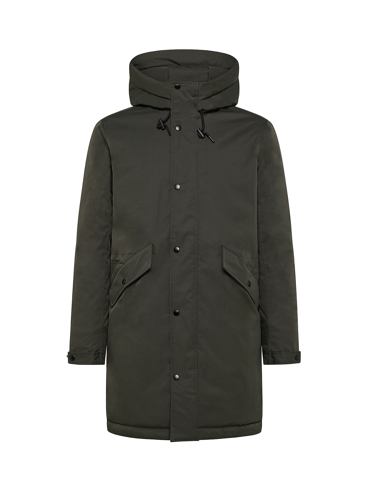 Padded technical coat with hood, Olive Green, large image number 0