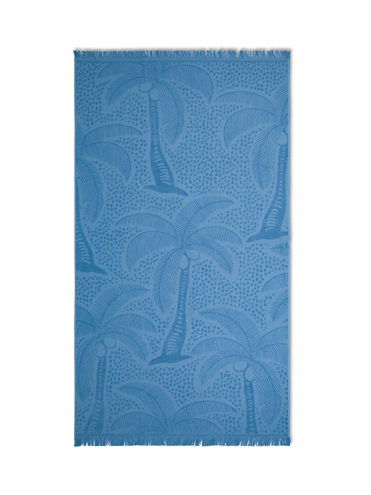 Large terry beach towel with tropical motif, Blue, large image number 0