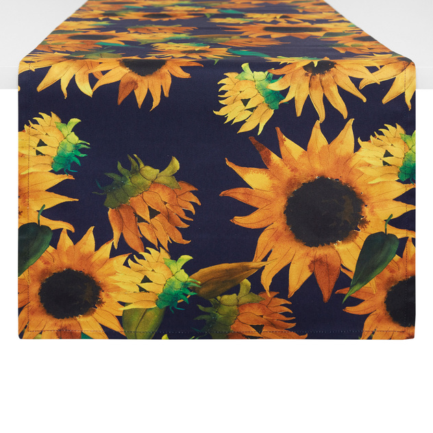 Table runner in cotton twill with sunflowers print