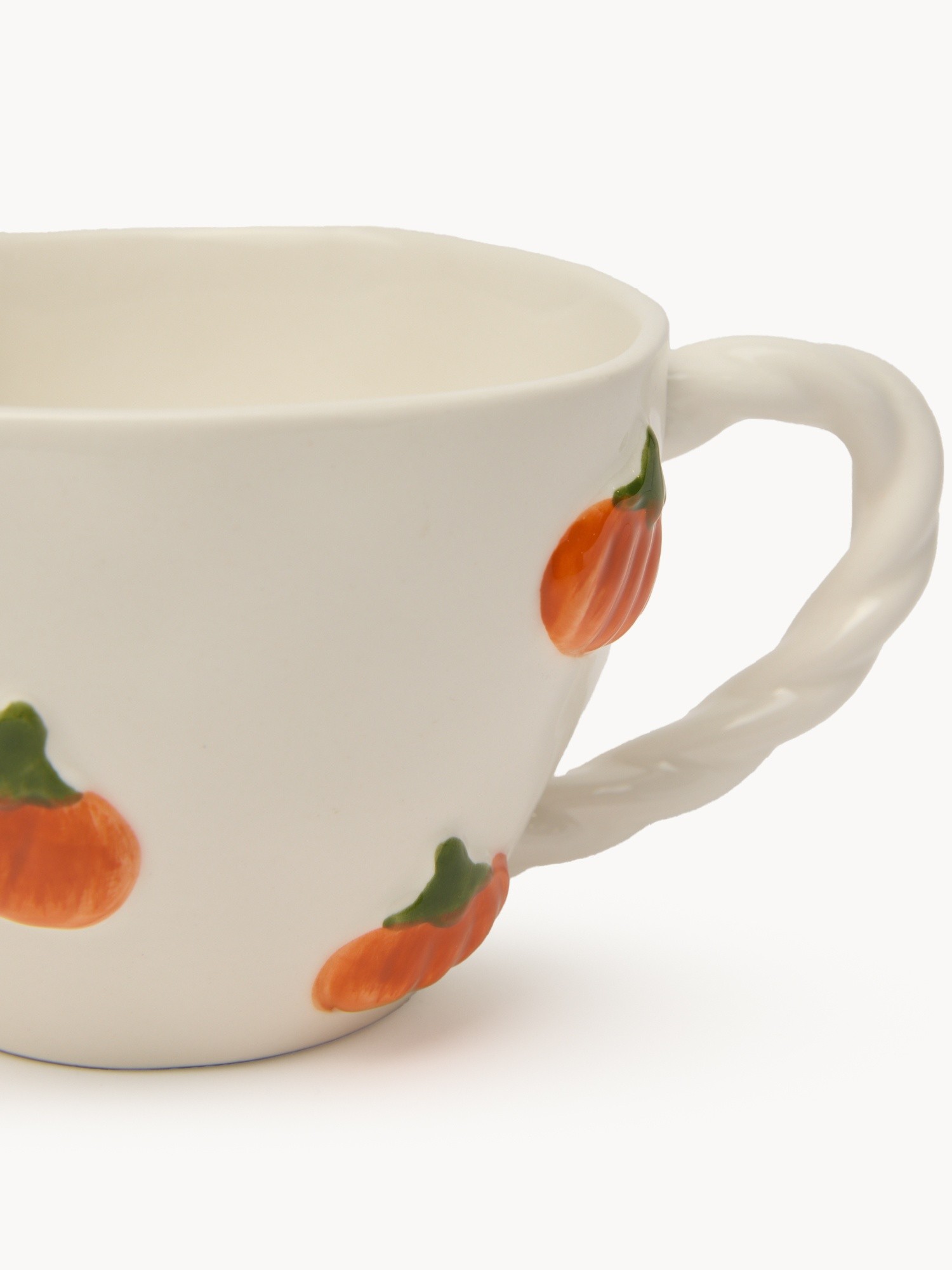 Pumpkin-shaped stoneware breakfast mug, White 1, large image number 1