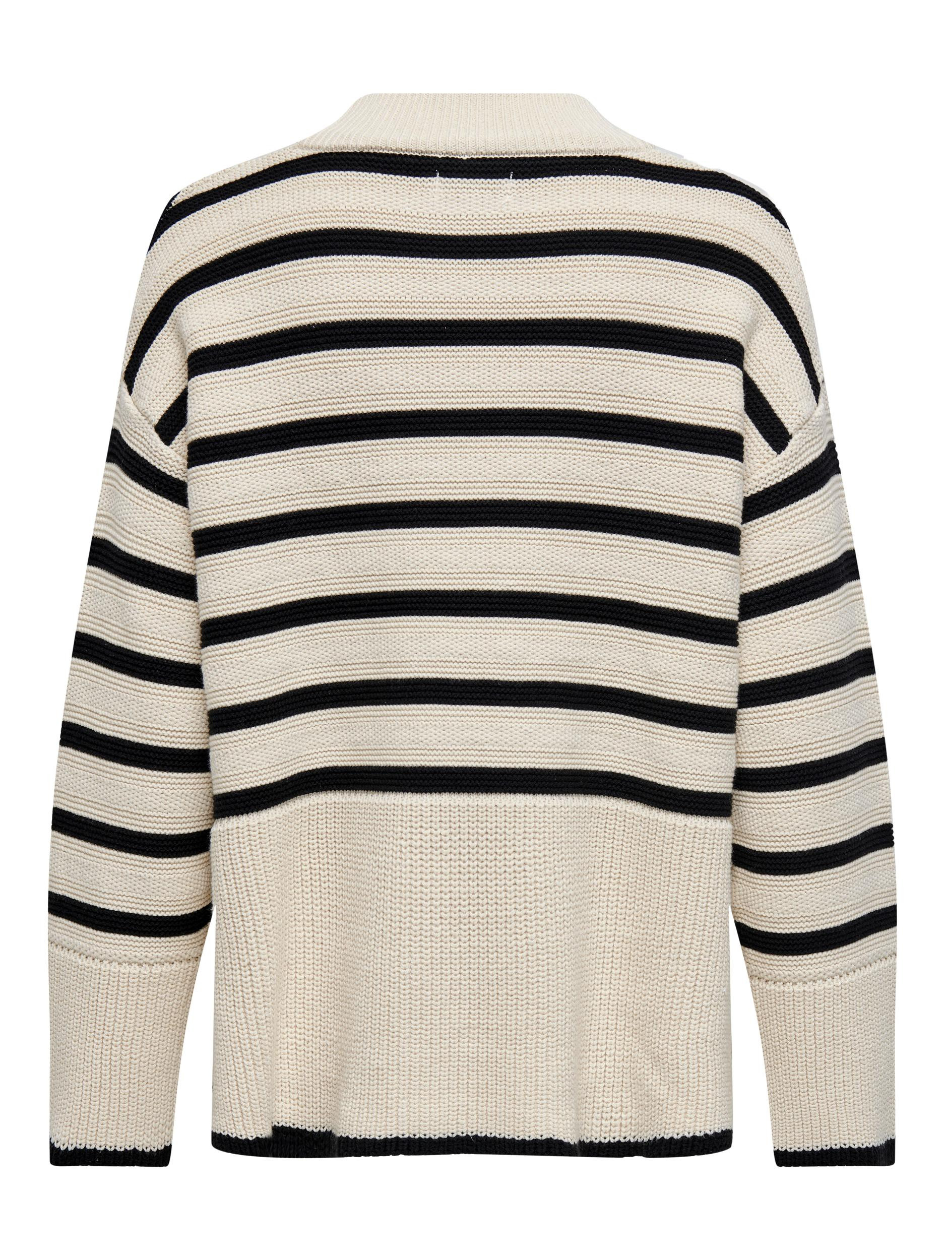Only - Striped cotton blend sweater, Beige, large image number 1