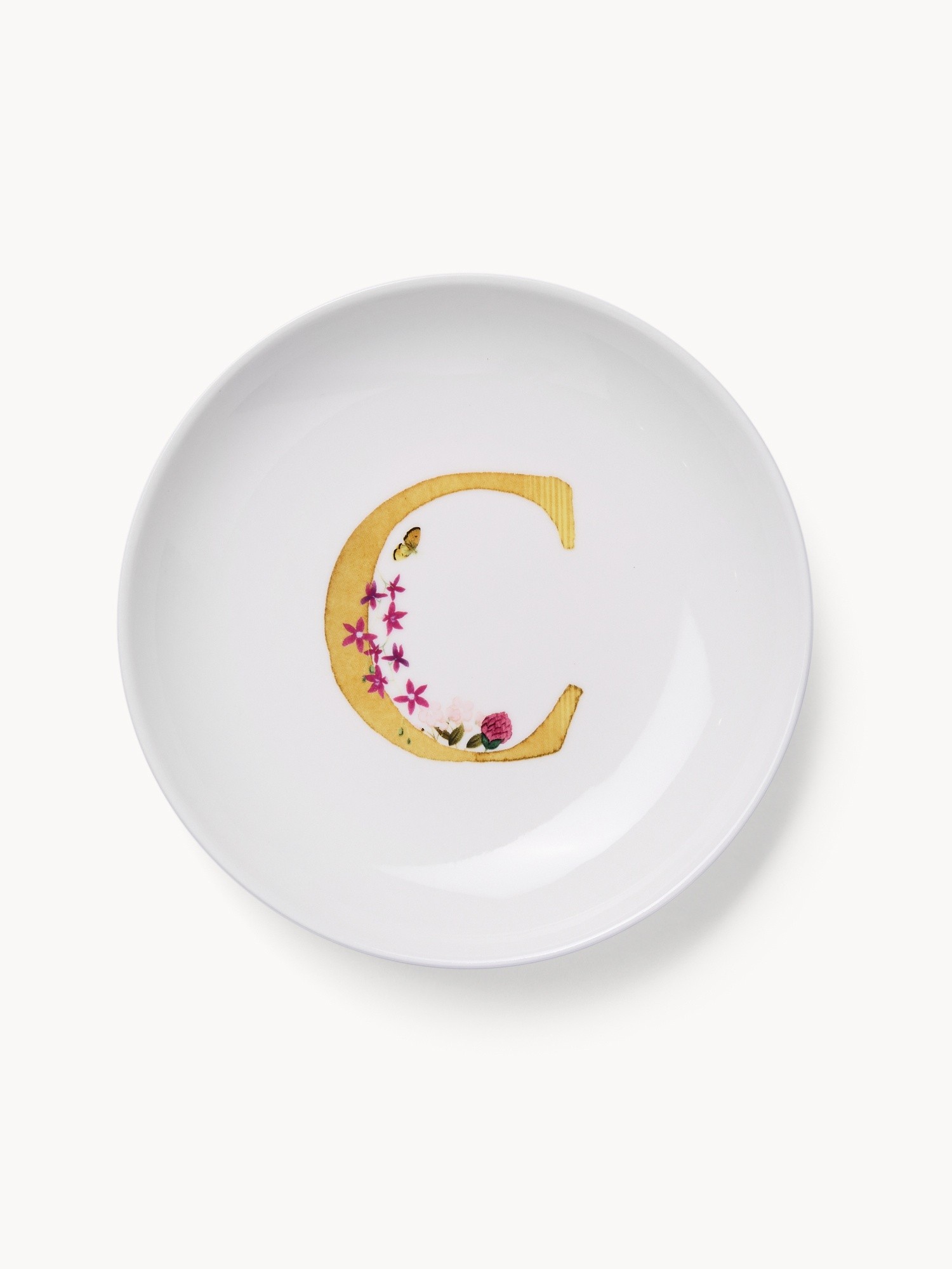 Piattino pane in new bone china lettera C, Bianco, large image number 0