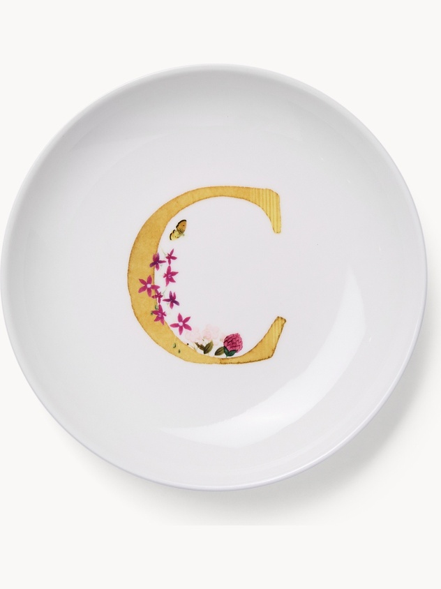 Piattino pane in new bone china lettera C