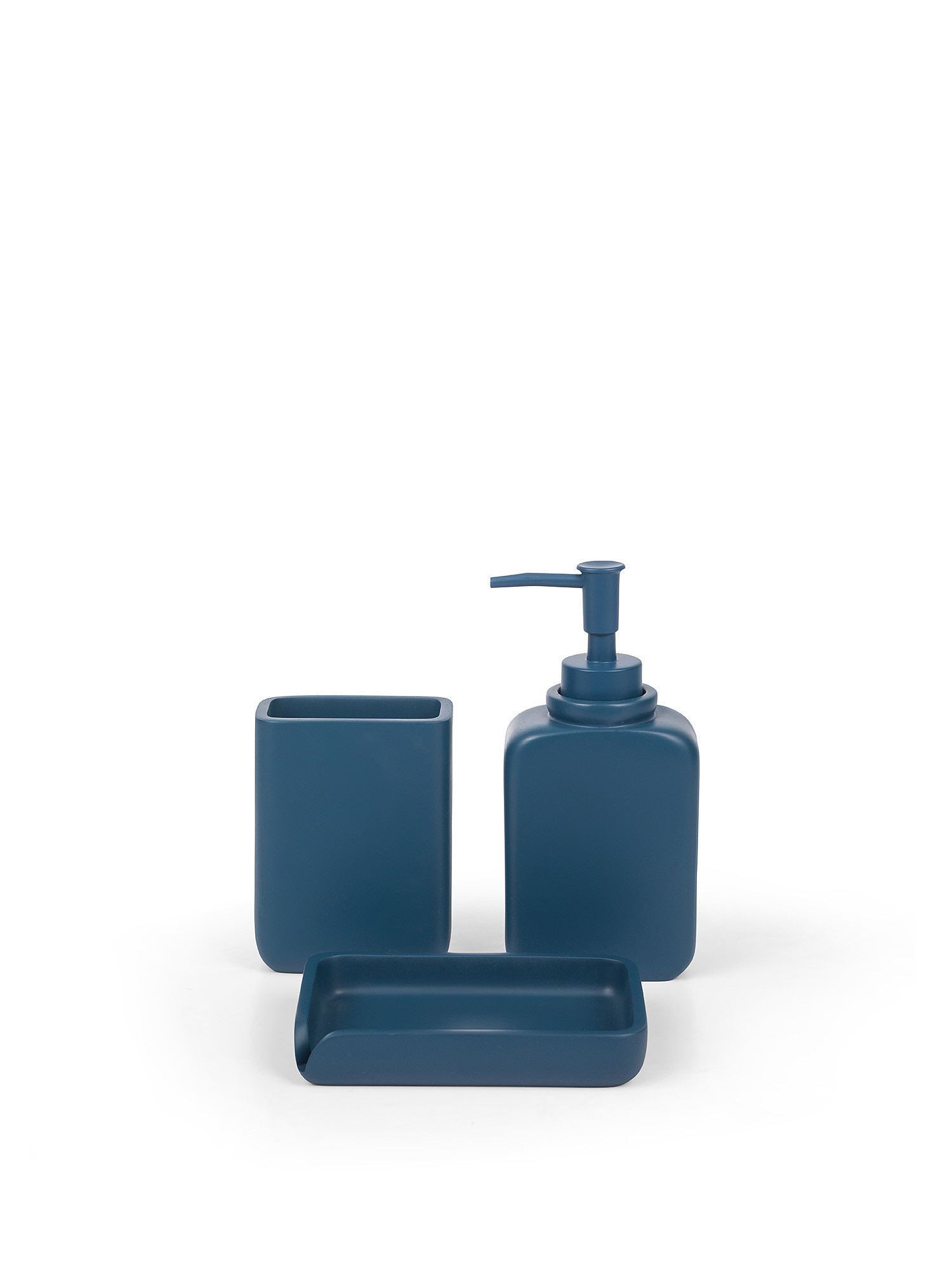 Solid color polyresin soap dispenser, Blue, large image number 1