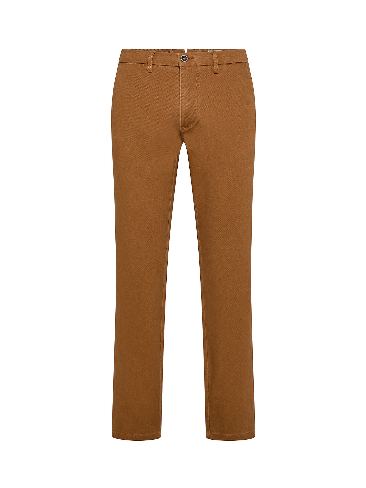 Pantalone regular fit in cotone elasticizzato, Marrone chiaro, large image number 0
