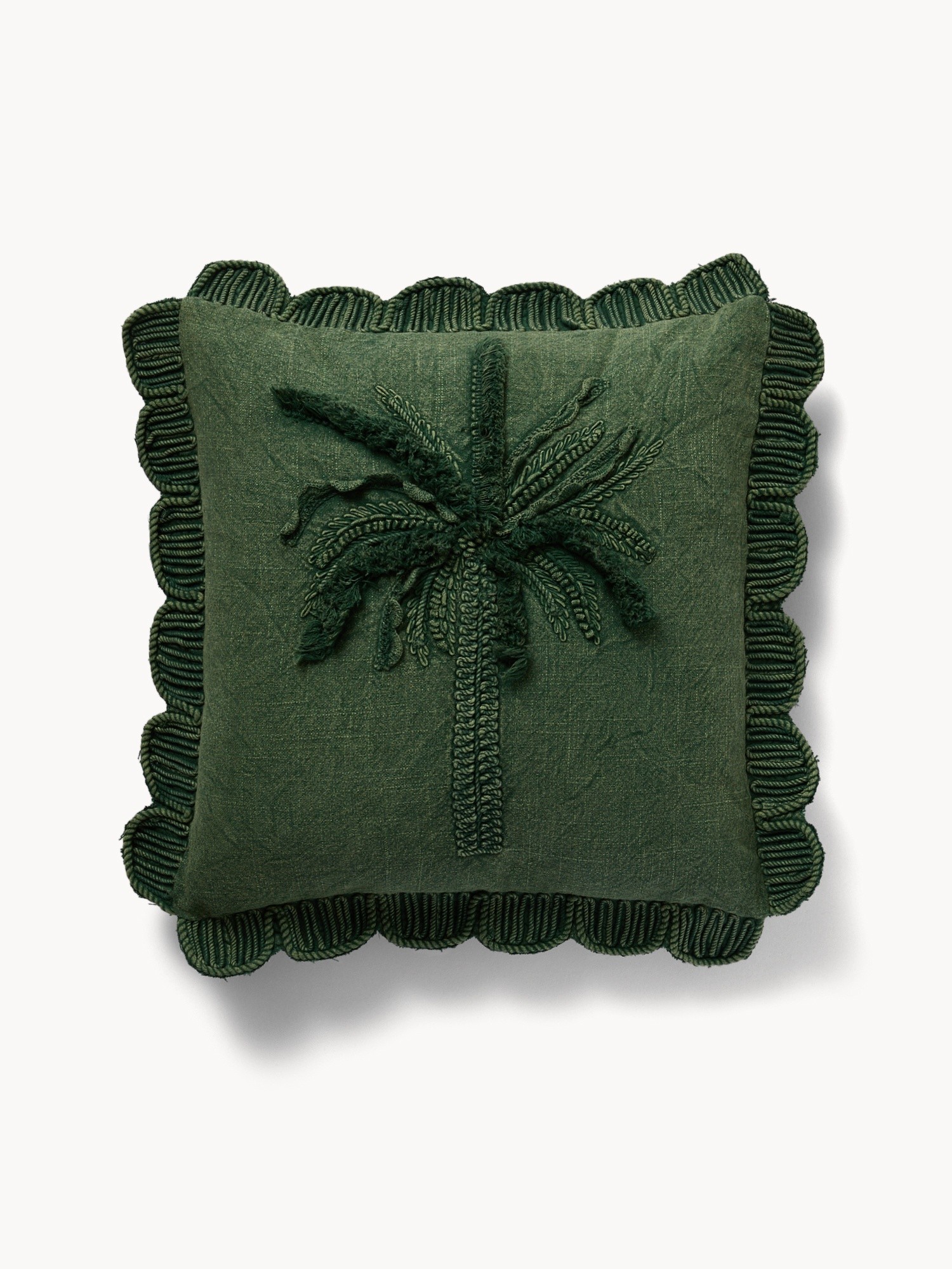 Cuscino stella in rafia, Verde scuro, large image number 1