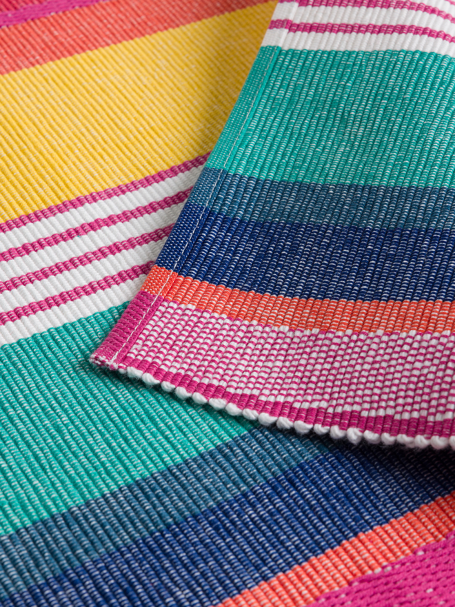 Set 2 tovagliette in puro cotone a righe, Multicolor, large image number 1