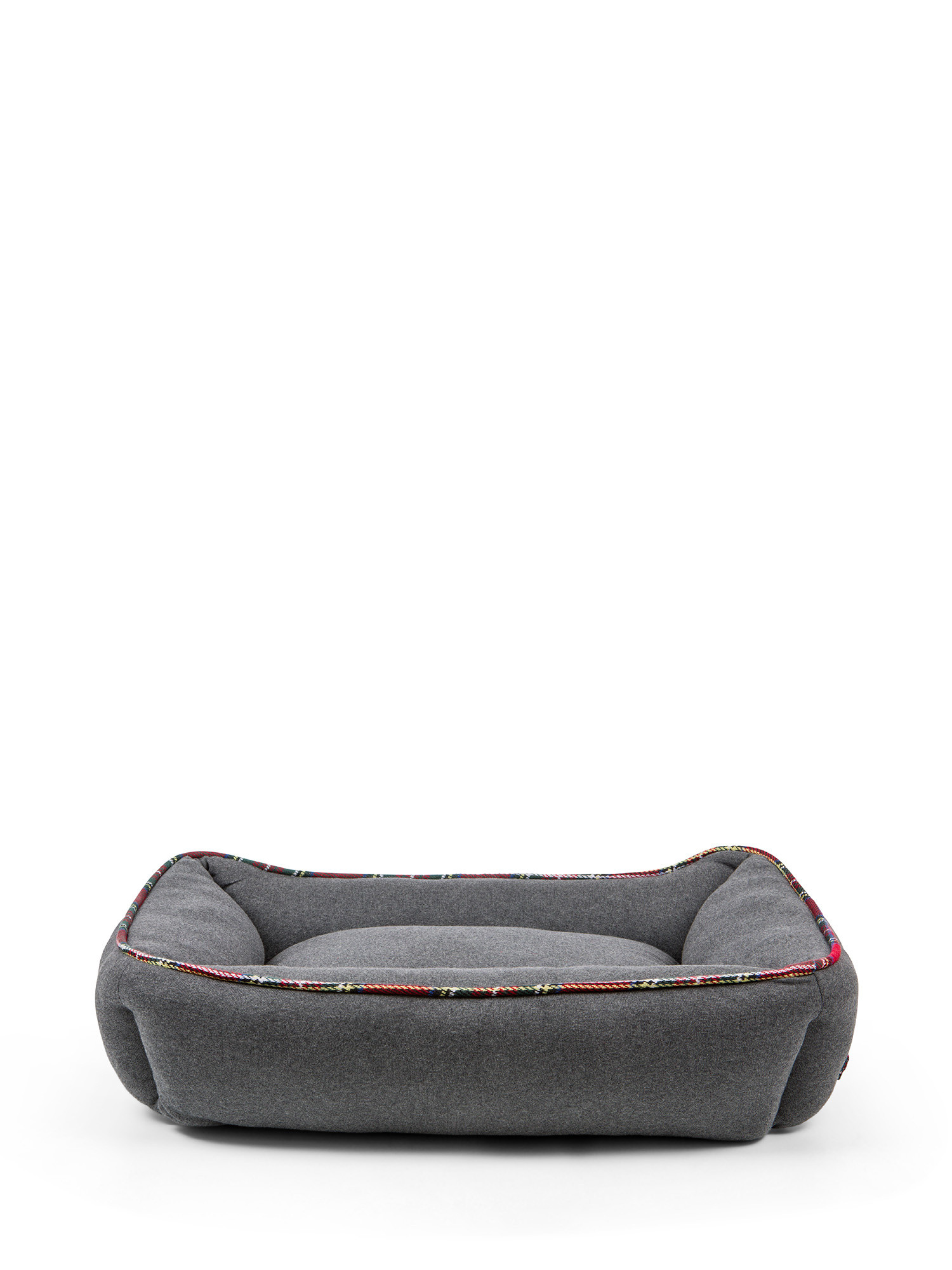 Cotton dog bed with tartan piping, Grey, large image number 0