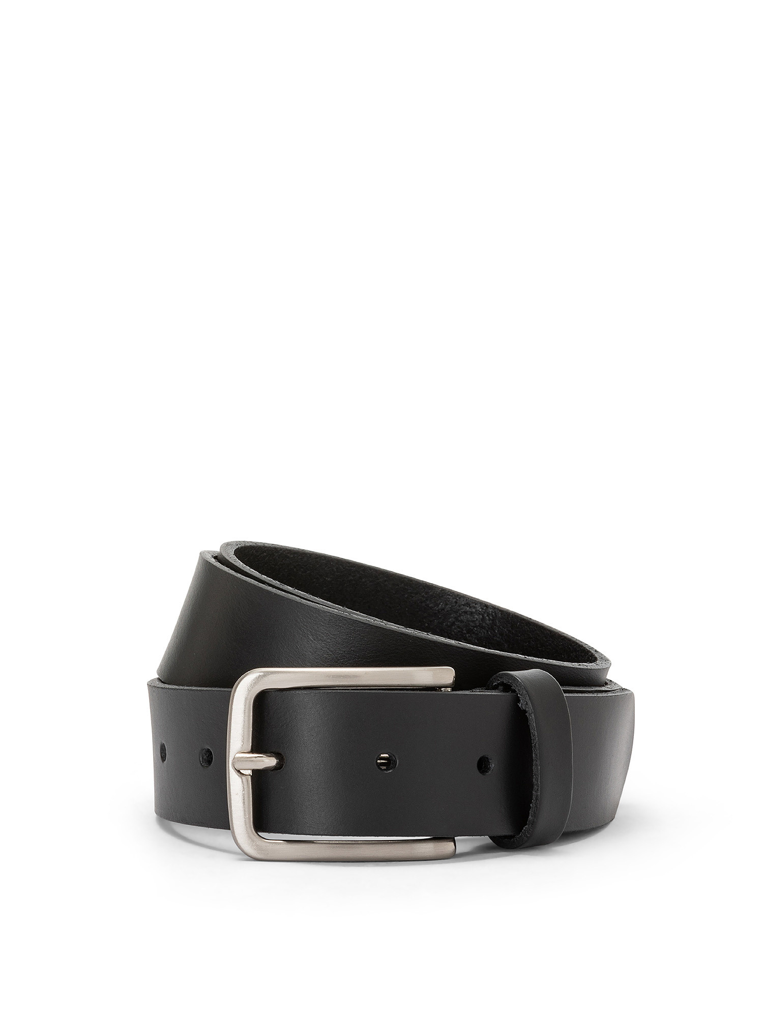 Solid color genuine leather belt, Black, large image number 0