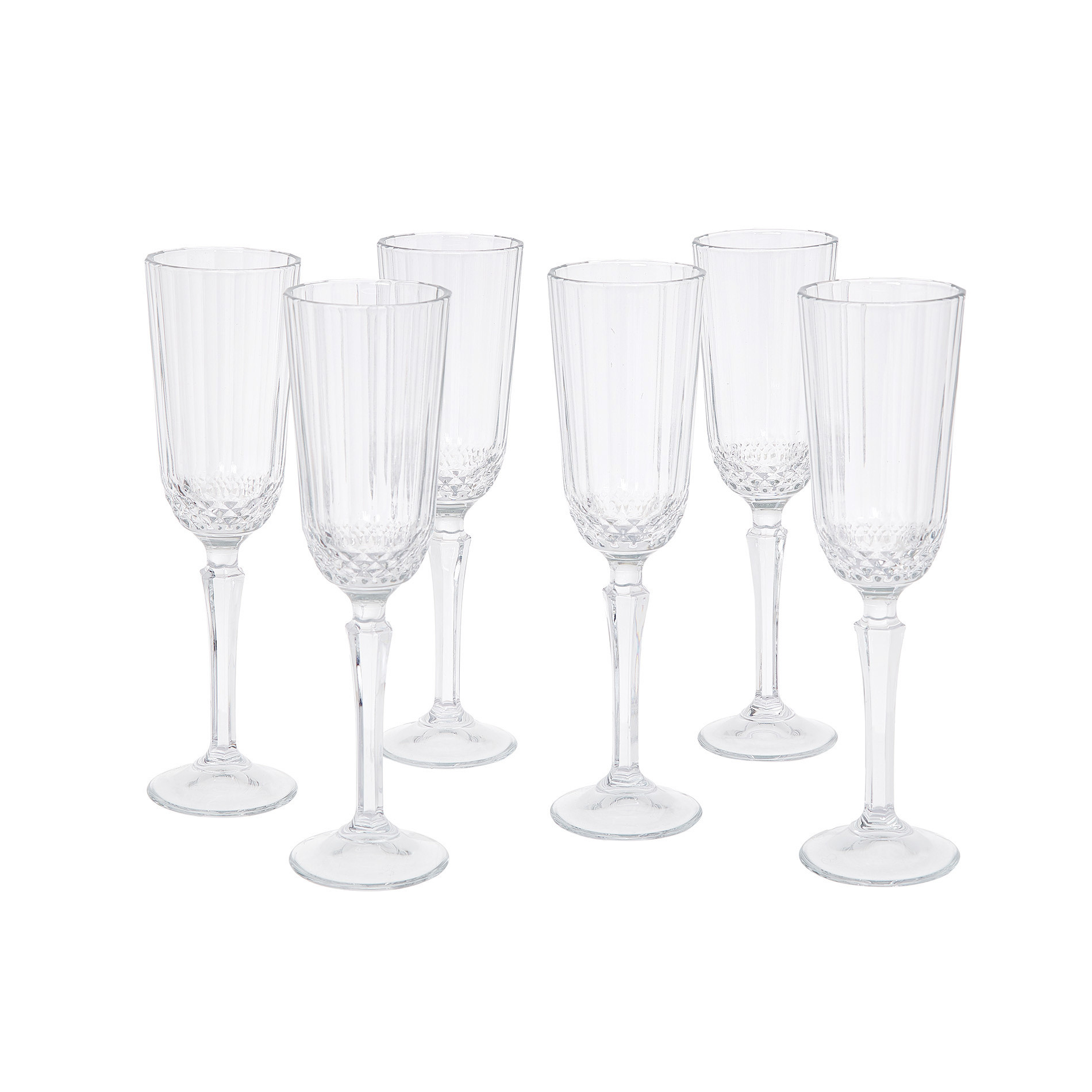 Set of 6 flute glasses in Diony glass, Transparent, large image number 0