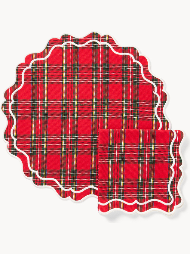 Pure cotton tartan placemat and napkin set