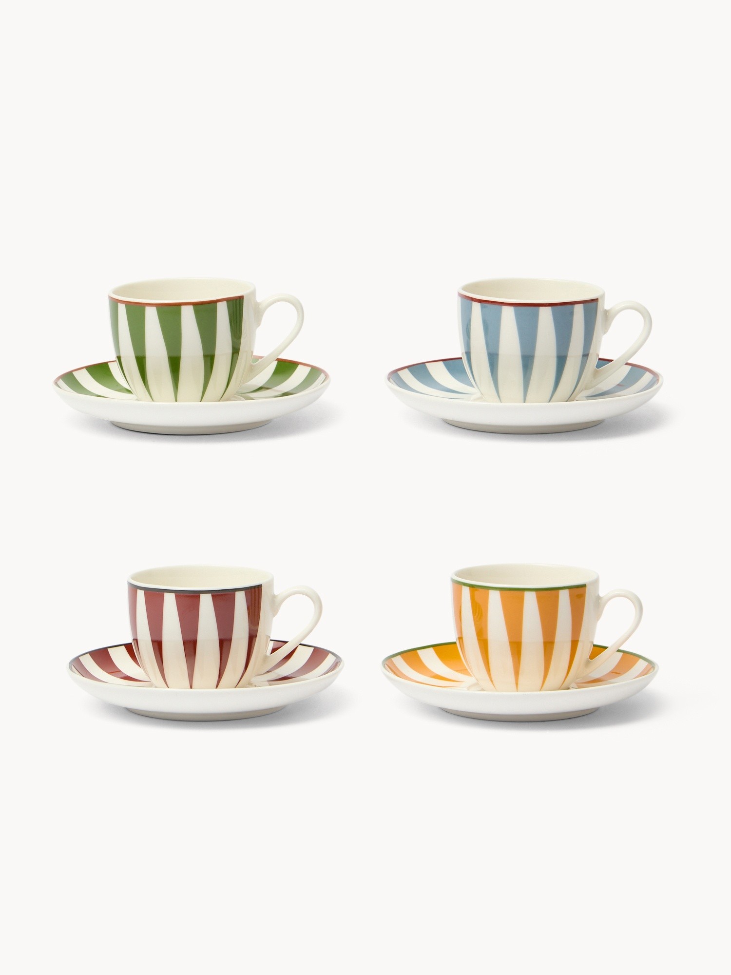 Set 4 tazze caffè in new bone china a righe, Multicolor, large image number 0