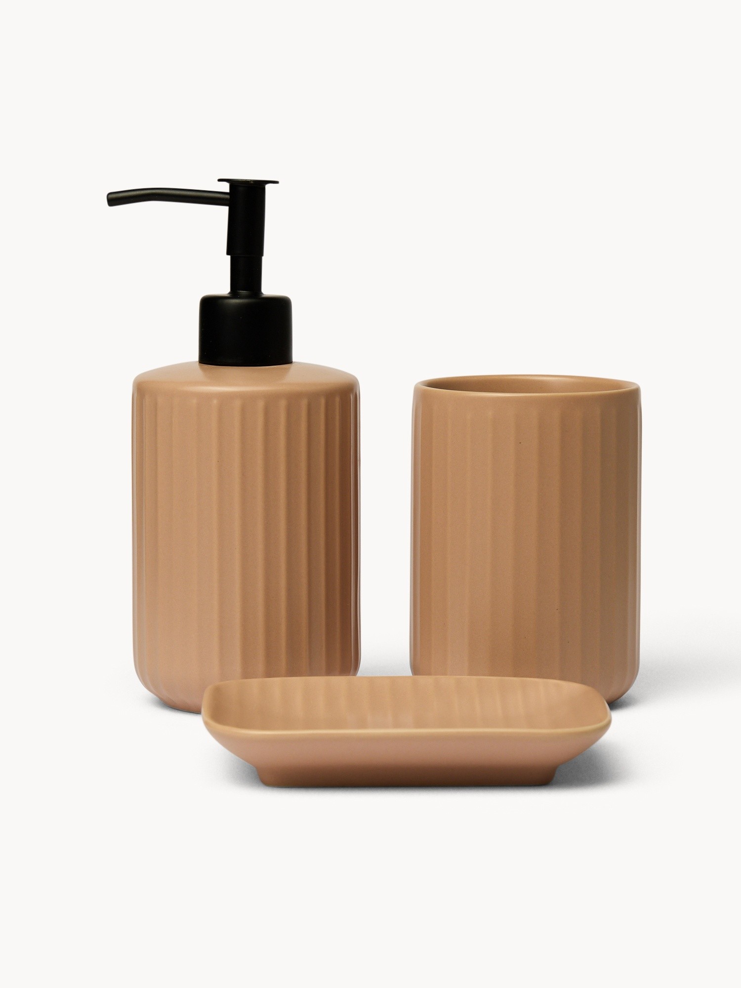 Set 3 accessori bagno in ceramica - Prezzo di lancio, Rosa, large image number 0